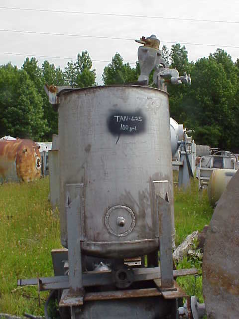 100 gallon Stainless Steel mix tank.  Agitator is air operated clamp-on mixer.